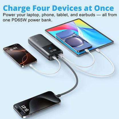 65W Laptop Power Bank - PD Fast Charging, 20000mAh | Portable