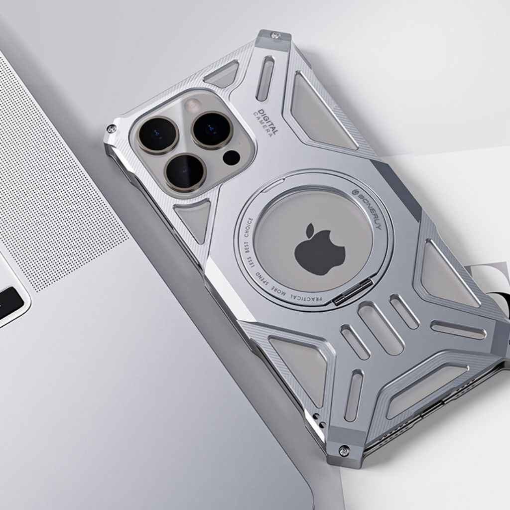iPhone 16 Pro Max Magnetic Metal Case - Aluminium Kickstand | Protection