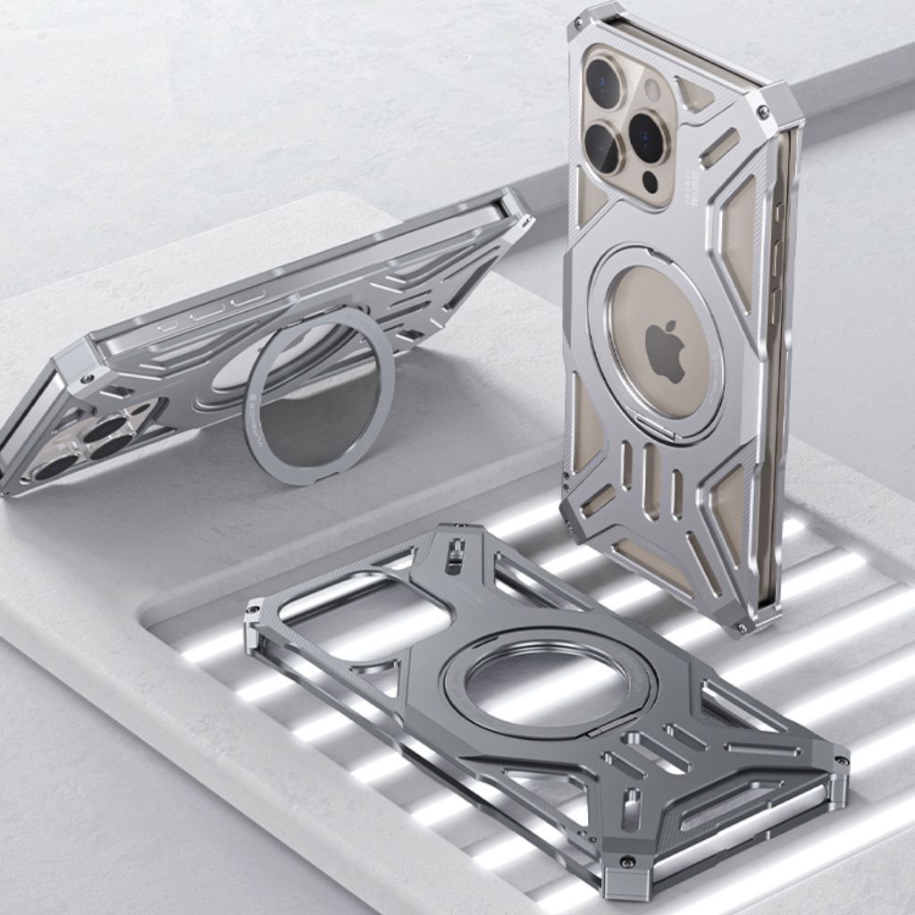 iPhone 16 Pro Max Metal Case - Kickstand Silver | Protection