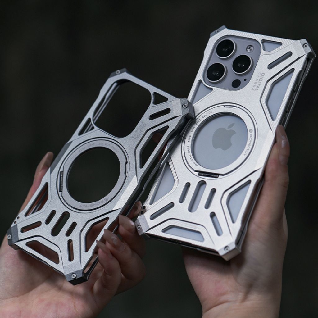 iPhone 16 Pro Max Metal Case - Kickstand Silver | Protection