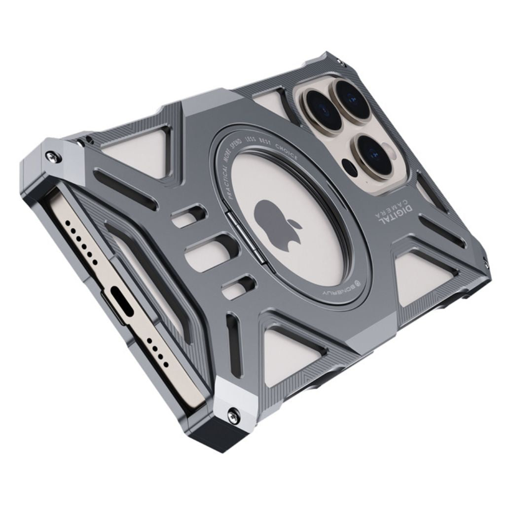 iPhone 16 Pro Max Metal Case - Kickstand Silver | Protection