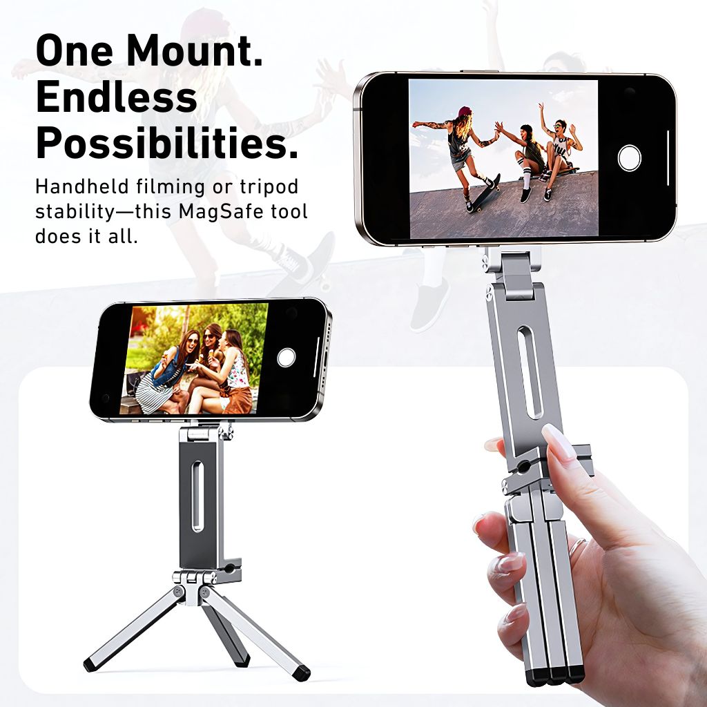 Magnetic Phone Mount - Tripod, Silver | Secure