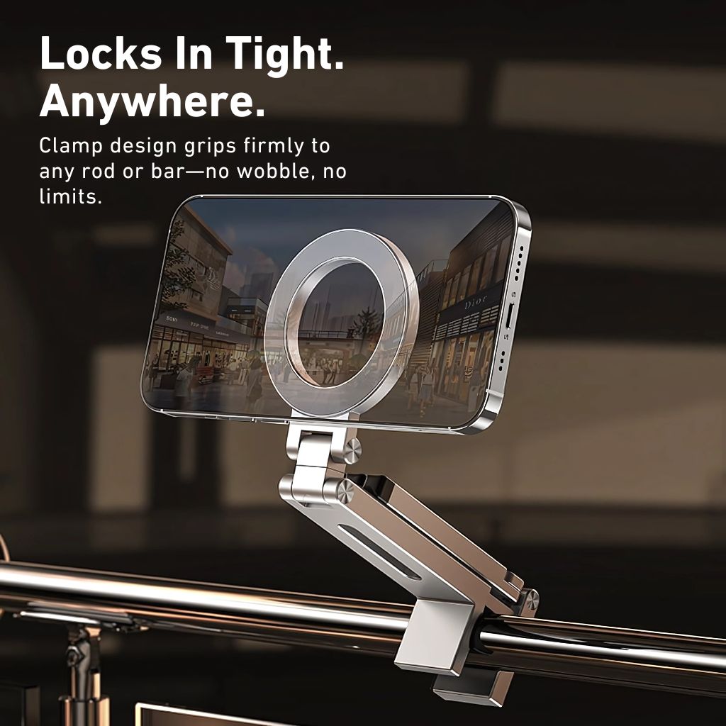 Magnetic Phone Mount - Tripod, Silver | Secure