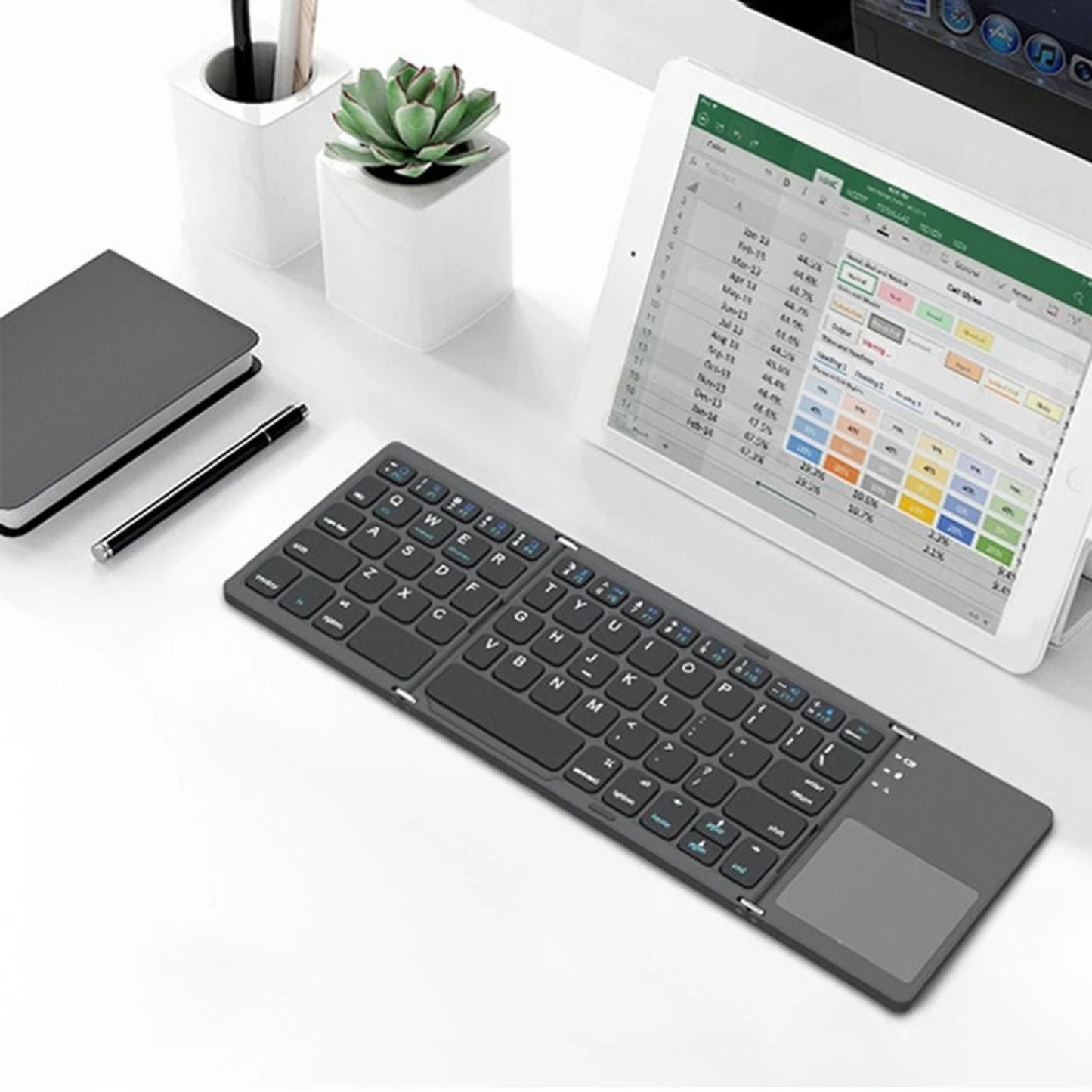 Portable Folding Keyboard - Slim Gray | Mobile Productivity