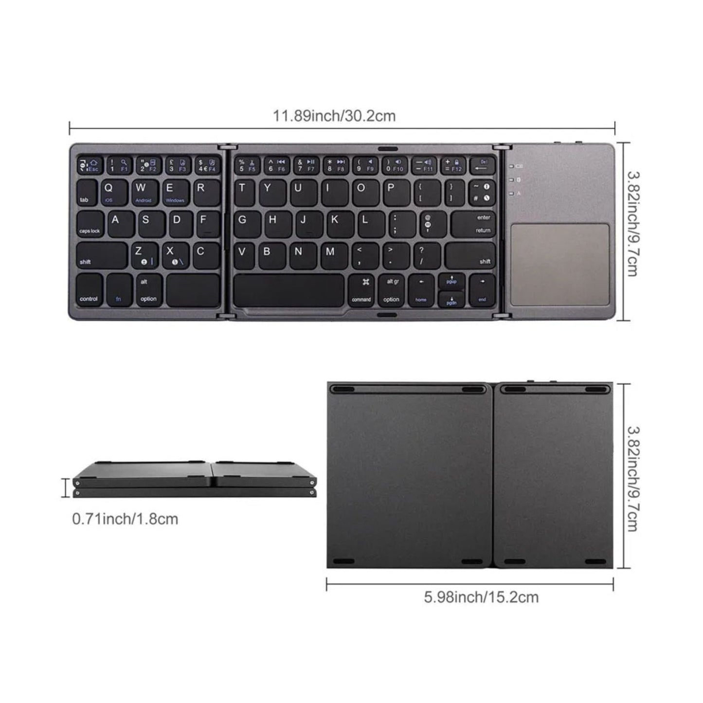 Portable Folding Keyboard - Slim Gray | Mobile Productivity