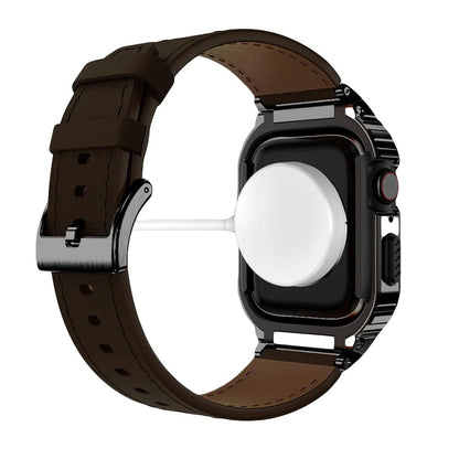 Premium Leather Apple Watch Band - 316L Steel, Black | Style