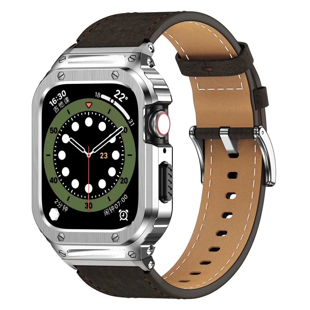 Premium Leather Apple Watch Band - 316L Steel, Black | Style