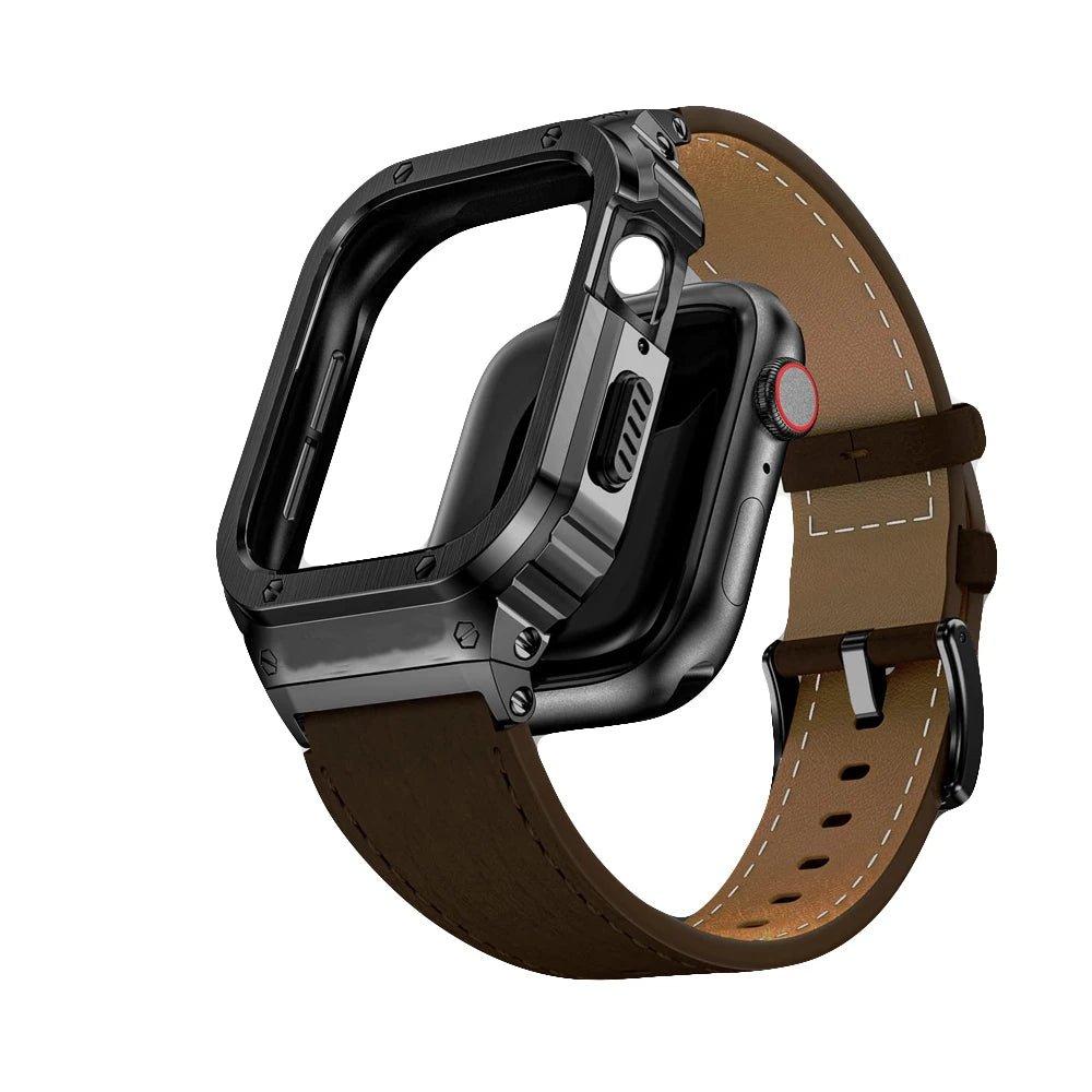 Premium Leather Apple Watch Band - 316L Steel, Black | Style