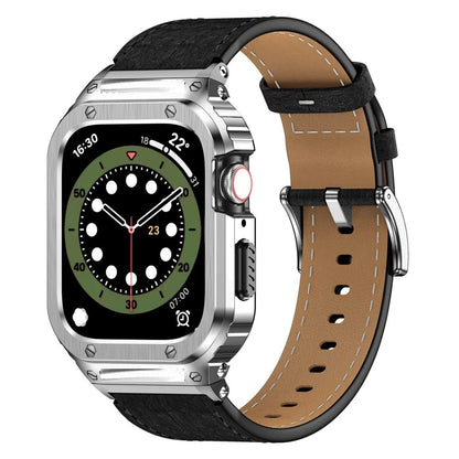 Premium Leather Apple Watch Band - 316L Steel, Black | Style