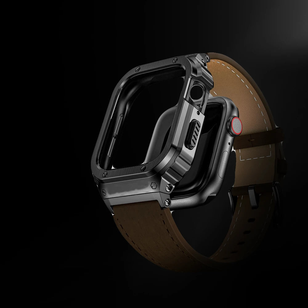 Premium Leather Apple Watch Band - 316L Steel, Black | Style