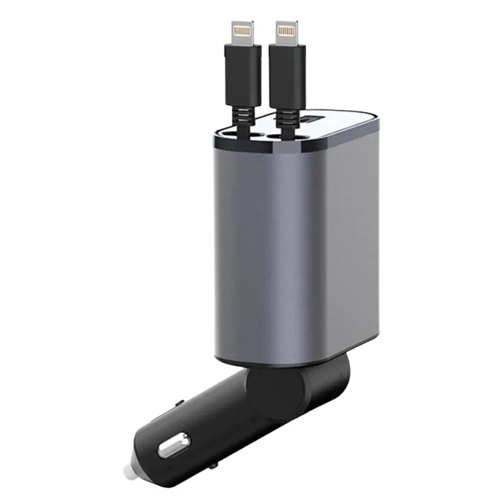 Retractable Car Charger - USB-C & Lightning | Tangle-Free