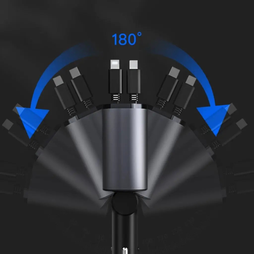 Retractable Car Charger - 4-in-1 Fast Charge | Tangle-Free