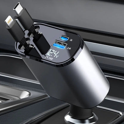 Retractable Car Charger - USB-C & Lightning | Tangle-Free