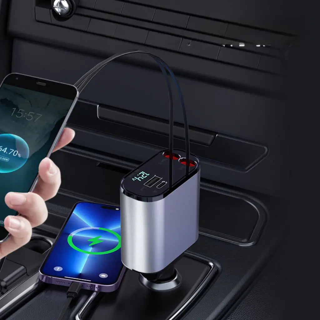 Retractable Car Charger - USB-C & Lightning | Tangle-Free