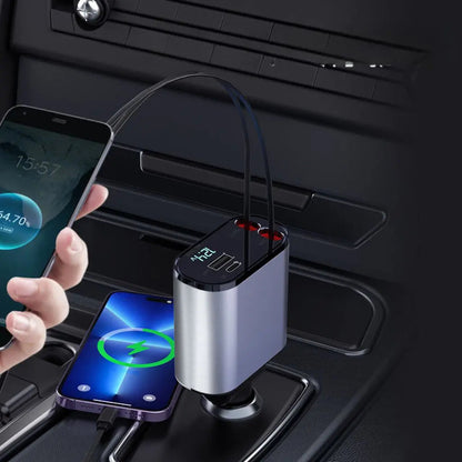 Retractable Car Charger - USB-C & Lightning | Tangle-Free