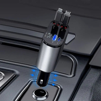 Retractable Car Charger - 4-in-1 Fast Charge | Tangle-Free