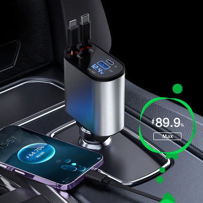 Retractable Car Charger - USB-C & Lightning | Tangle-Free
