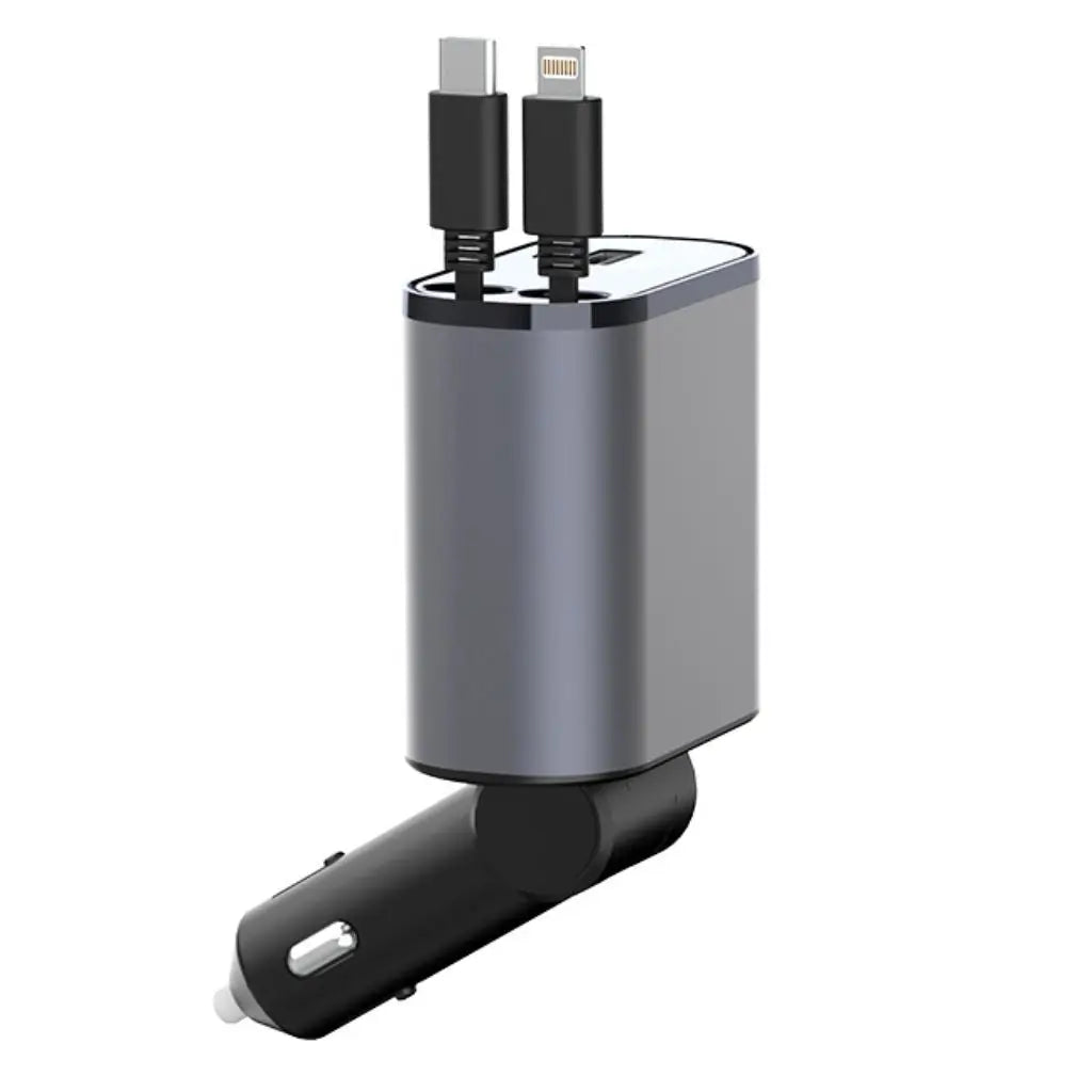 Retractable Car Charger - USB-C & Lightning | Tangle-Free