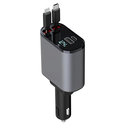 Retractable Car Charger - 4-in-1 Fast Charge | Tangle-Free