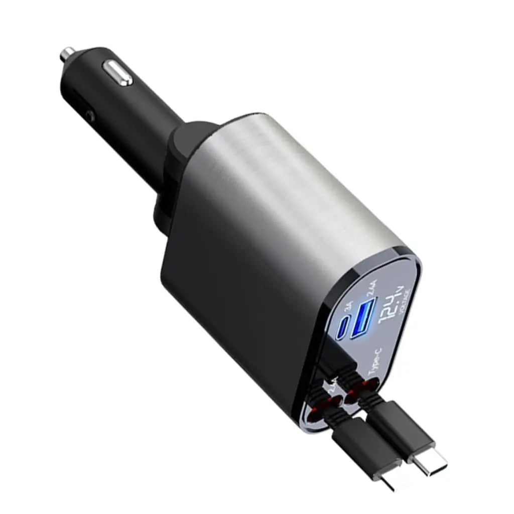 Retractable Car Charger - 4-in-1 Fast Charge | Tangle-Free
