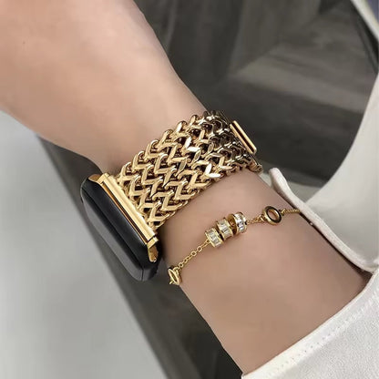 Woven Stainless Steel Apple Watch Band - Polished,Resizable | Elegant
