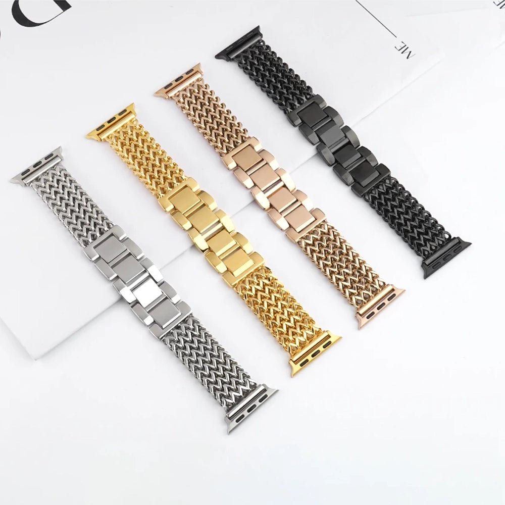 Woven Stainless Steel Apple Watch Band - Polished,Resizable | Elegant