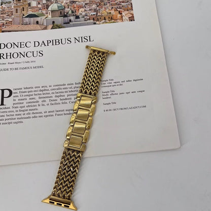 Woven Stainless Steel Apple Watch Band - Polished,Resizable | Elegant
