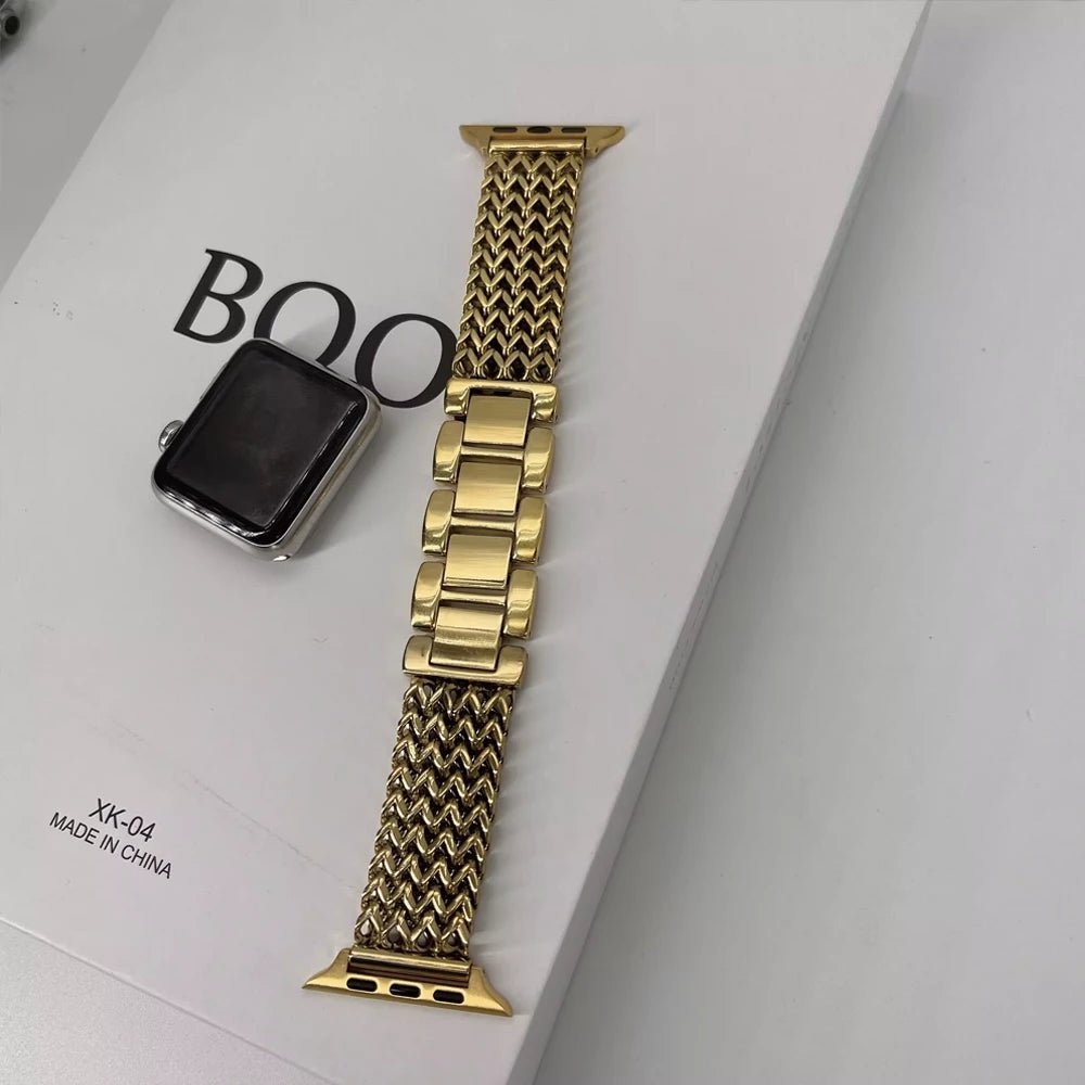 Woven Stainless Steel Apple Watch Band - Polished,Resizable | Elegant