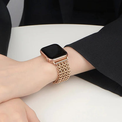 Woven Stainless Steel Apple Watch Band - Polished,Resizable | Elegant